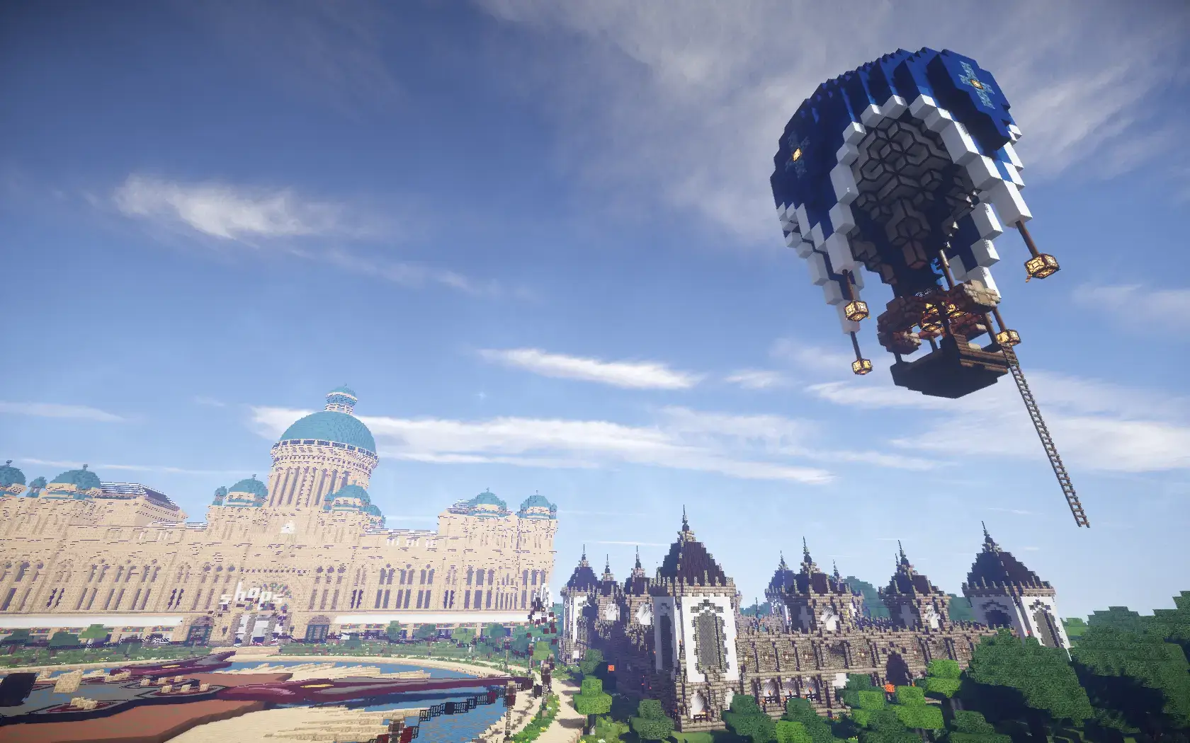 BadWolfMC's spawn featuring a hot air balloon