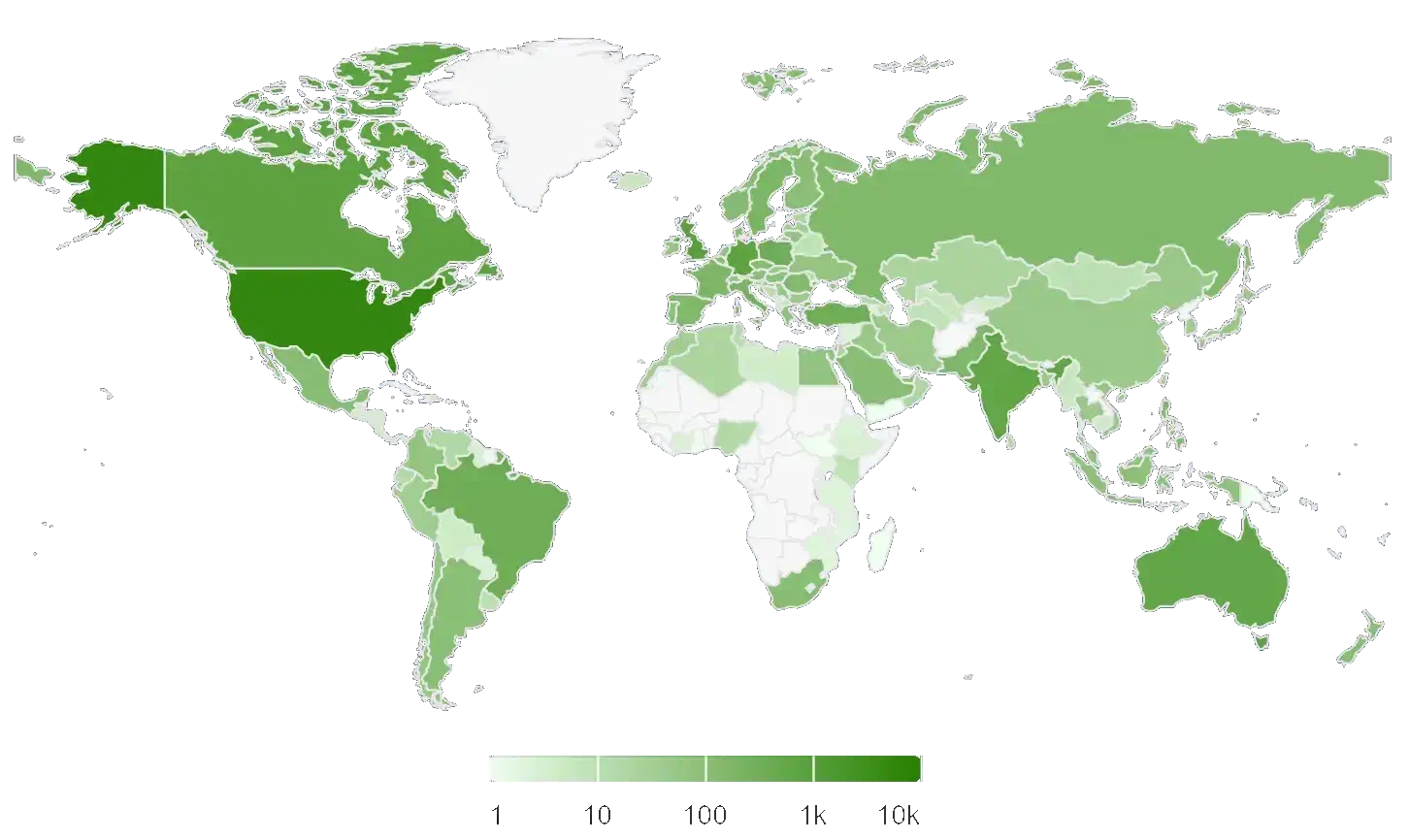 Map showing BadWolfMC community member locations around the world