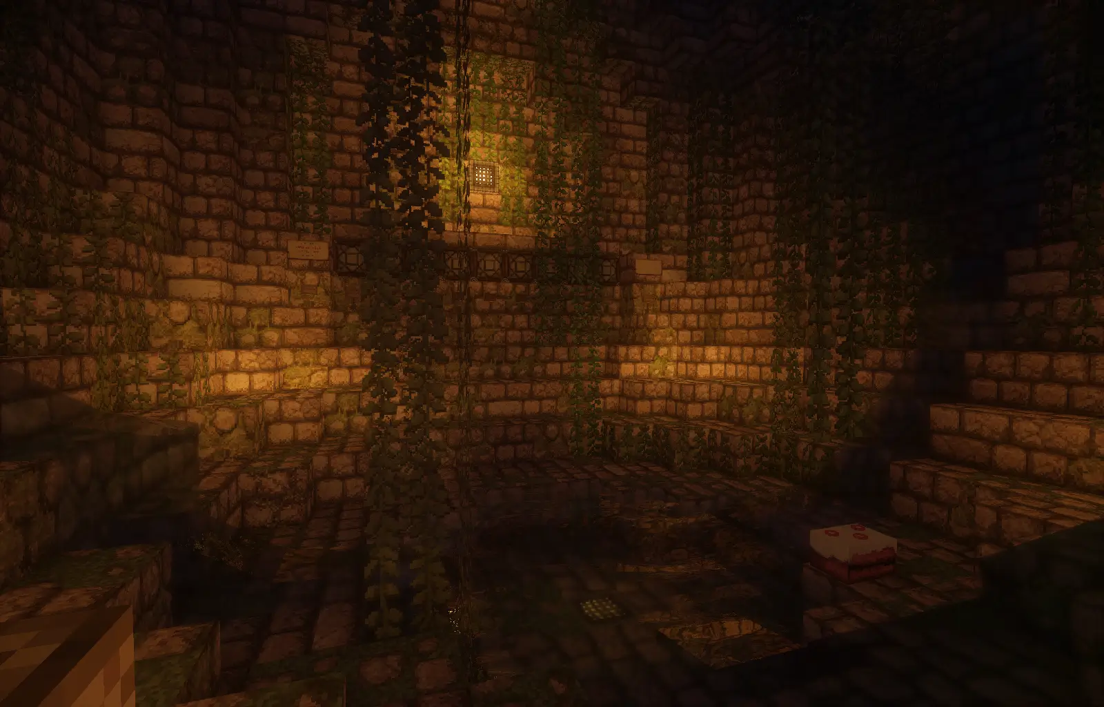 Minecraft build depicting the secret grotto puzzles on BadWolfMC: An Adult Minecraft Server