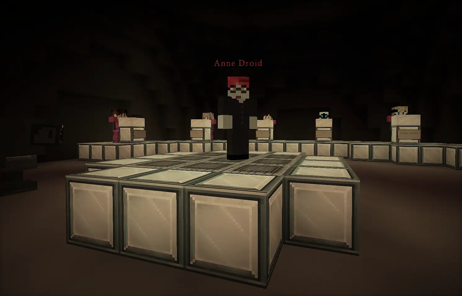 The Anne Droid NPC on her Weakest Link Minecraft TV set