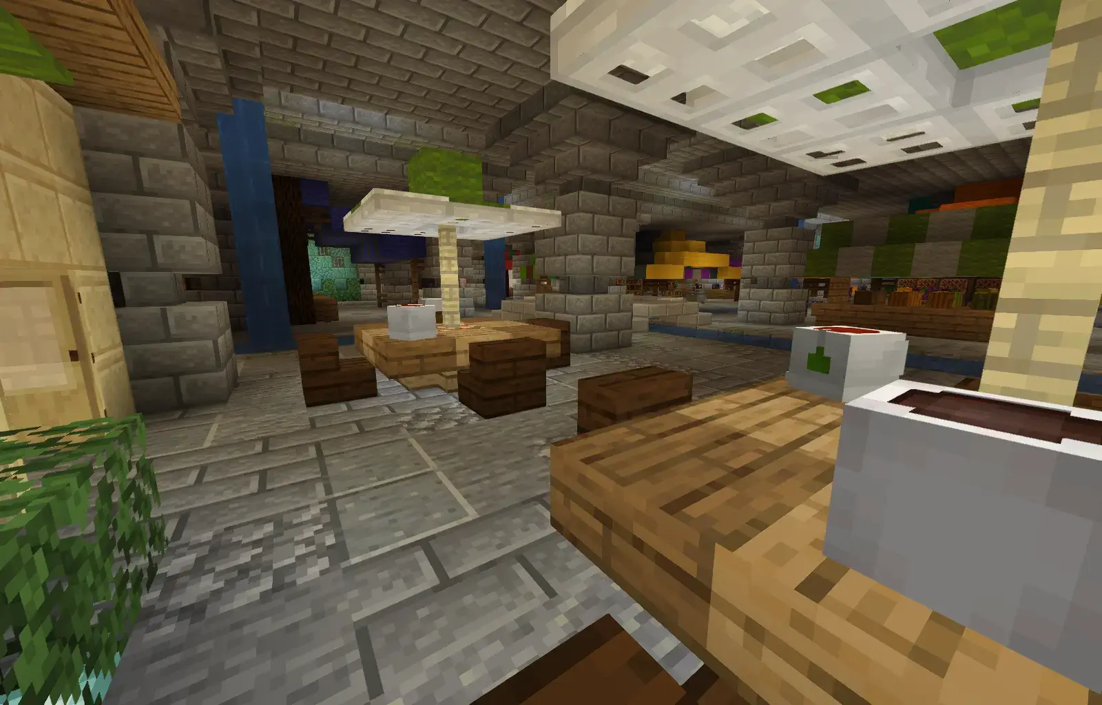 A depiction of a coffee shop in Atlantis's underground black market
