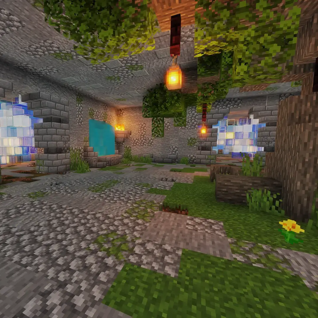 A Minecraft maze in a crystal cave