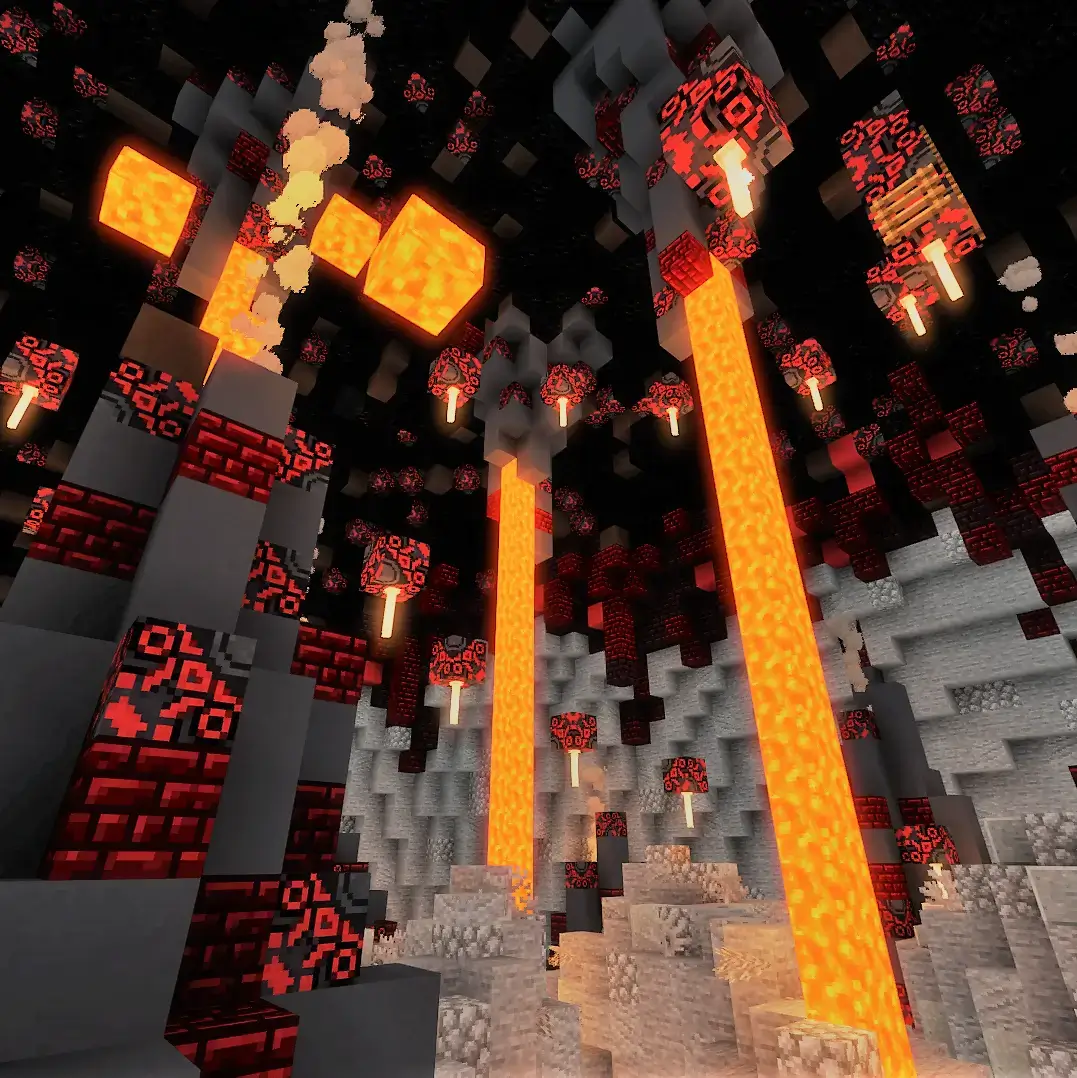 A Minecraft Parkour arena in a crystal cave