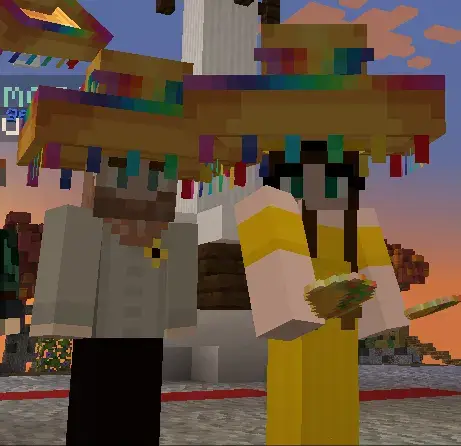 Nallyphant and Eggles in their Cinco de Mayo Sombreros on BadWolfMC: An Adult Minecraft Server