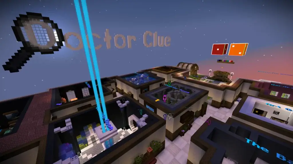 A Minecraft build of the Doctor Clue game board on BadWolfMC: An Adult Minecraft Server