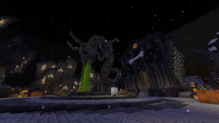 The busy center of Halloween Town as depicted on BadWolfMC: An Adult Minecraft Server