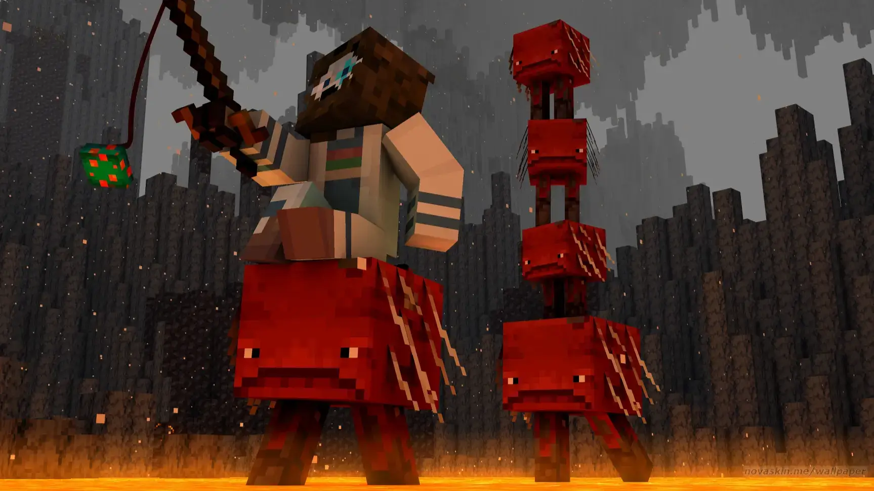 Azurexeruza Minecraft character riding a strider