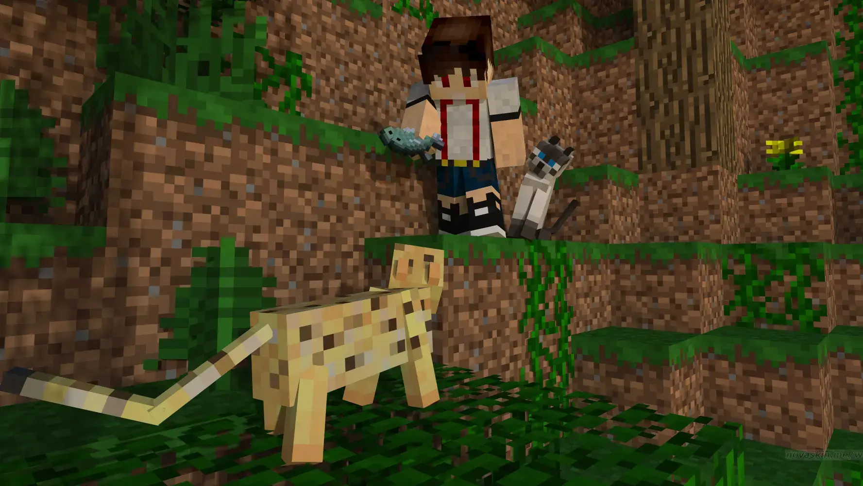 Cesar Minecraft character with cats