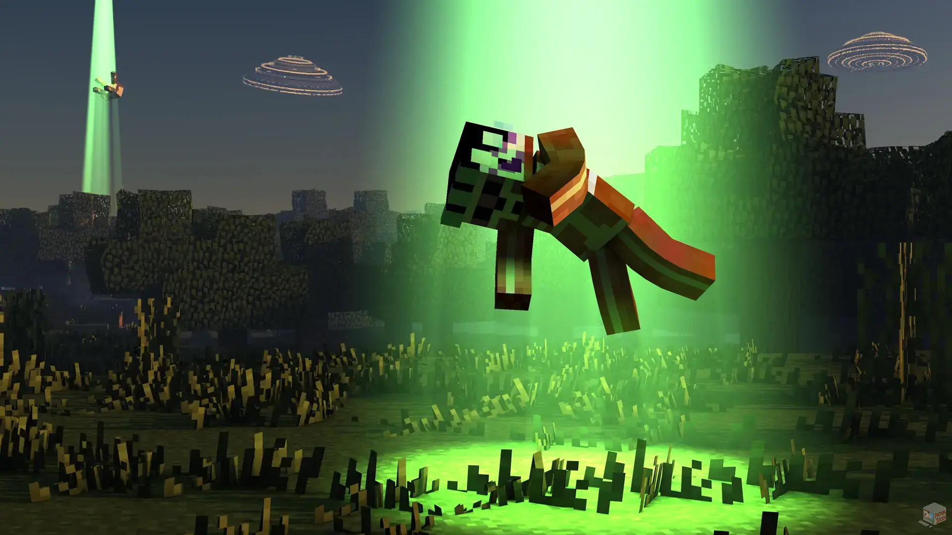 Golighrunes Minecraft character in green light